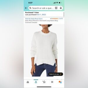 Daily Ritual Women's Classic White Crewneck Sweater women’s